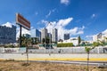 Zapopan, Jalisco Mexico. January 1, 2023. Empty vehicular street with fences and modern buildings