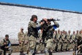 ZAPORIZHIA, UKRAINE - June 3, 2017: Combat reception of Ukraine special forces soldiers on Khortytsya island