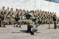ZAPORIZHIA, UKRAINE - June 3, 2017: Combat reception of Ukraine special forces soldiers on Khortytsya island