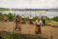 ZAPORIZHIA, UKRAINE-JUNE 21: Ukrainian Cossacks 21, 2014 in Zaporizhia, Ukraine. Show of Ukrainian Cossacks in Cossacks Museum on