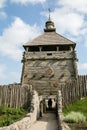 Zaporizhia - Ukraine, MAY 02, 2015: The wooden tower and protective fortifications in Museum of Zaporizhian Cossacks on the island