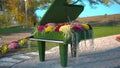 Flower show, unusual flowerbed in the form of a piano