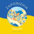 Zaporizhia, Ukraine, patriotic map print template