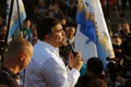 ZAPORIZHIA, UKRAINE Ã¢â¬â September 21, 2017: Mikheil Saakashvili political meeting with people in square in center of