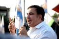 ZAPORIZHIA, UKRAINE - September 21, 2017: Mikheil Saakashvili political meeting with people in square in center of Zaporizhia city