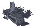 Zaporizhia vector map. Detailed black map of Zaporizhia city poster with roads. Cityscape urban vector