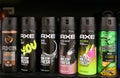 A series of deodorant sprays for men Axe 48H Fresh on the store shelf