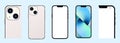 Zaporizhzhia, Ukraine - October 26, 2021 : New iPhone 13, Pro Max, Pro, Mini. Mock-up screen iphone and back side iphone. Vector Royalty Free Stock Photo