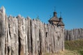 Zaporozhian Sich wooden fence facade, Khortytsia