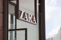 The Zara logo in Exeter, Devon in the UK