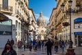 Alfonso I pedestrian street with the Basilica of Our Lady of Pilar in the background Royalty Free Stock Photo