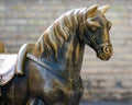 Zaragoza, Spain/Europe; 12/1/2019: Famous bronze horse sculpture in the downtown of Zaragoza, Spain