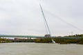 Zaragoza, Spain/Europe; 24/11/2019: Volunteer Walkway (Pasarela del Voluntariado) over the Ebro river in Zaragoza, Spain