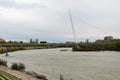 Zaragoza, Spain/Europe; 24/11/2019: Volunteer Walkway (Pasarela del Voluntariado) over the Ebro river in Zaragoza, Spain Royalty Free Stock Photo