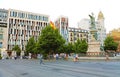 ZARAGOZA, SPAIN - JULY 1, 2019: Plaza Espana square and Paseo de la Independencia avenue, Zaragoza, Spain