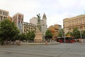 ZARAGOZA, SPAIN - JULY 1, 2019: Plaza Espana square and Paseo de la Independencia avenue, Zaragoza, Spain