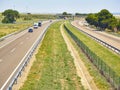 Vehicles crossing a European highway.