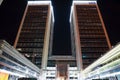 ZARAGOZA, SPAIN - MARCH 1, 2019: World Trade Center Zaragoza WTCZ in Zaragoza City at night in Spain.