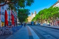 Zaragoza, Spain, May 30, 2022: People are strolling a street in