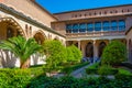 Zaragoza, Spain, May 30, 2022: A small courtyard of Aljaferia pa