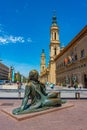 Zaragoza, Spain, May 30, 2022: statue of Francisco Goya and basi