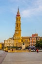 ZARAGOZA, SPAIN,NOVEMBER 1,2014: People are strolling in front of the catedral del salvador de zaragoza in Zaragoza Royalty Free Stock Photo