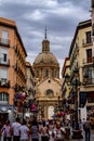 View Calle de Alfonso I and Top Cathedral Our Lady Pillar Royalty Free Stock Photo