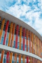 Zaragoza, Spain - September 15, 2015: Close up of modern building wall. Architectural texture background.