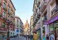ZARAGOZA, SPAIN - SEPTEMBER 27, 2017: View of the city street. Copy space for text.