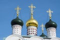 Zaraisk Kremlin 1528. The domes of the Nikolsky Cathedral 1681. The city of Zaraysk. Moscow region. Royalty Free Stock Photo