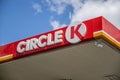 Zarasai, Lithuania- July 15, 2023: Circle K Gas Petrol station pump close-up of the logo