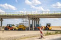 Zarasai, Lithuania- July 15, 2023: Road and bridge construction