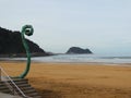 Zarautz Beach and sculpture in North Spain Royalty Free Stock Photo