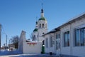 ZARAYSK, RUSSIA - March, 2018: The bell tower of the Church of the Trinity in Zaraisk, Moscow region