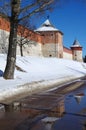 ZARAYSK, RUSSIA - March, 2018: Zaraisk Kremlin on a sunny day