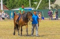 Zarechany, Ukraine - June 10, 2018. Horseback riding. Meeting of