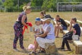 Zarechany, Ukraine - June 10, 2018. Meeting of residents at the