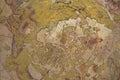 Fragment of the Roman mural ceiling decoration at an ancient Umayyad Desert Castle of Qasr Amra in Zarqa, Jordan. Royalty Free Stock Photo