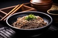 Zaru soba buckwheat noodles with dipping sauce. Generative AI.