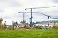 Zaryadye park and Construction cranes in Moscow Royalty Free Stock Photo