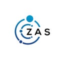 ZAS letter technology logo design on white background. ZAS creative initials letter IT logo concept. ZAS letter design Royalty Free Stock Photo