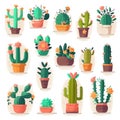Set of vector cactus stickers