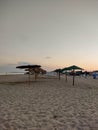 Zatoka, Odessa, Ukraine - September 4, 2021: Black Sea beach after sunset Royalty Free Stock Photo