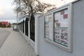 Zavar, Slovakia - April, 2011: bulletin board near bus stop Slovak Post.