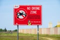 Zaventem, Flemish Brabant, Belgium - Warning sign in Dutch - drones Prohibited at the airport and surroundings