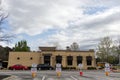 Zaxbys restaurant parking lot with order ahead parking signs