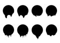 Set circles with black ink splashes design element, vector isolated on white background Royalty Free Stock Photo