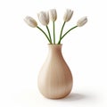 Zbrush-inspired Wooden Vase With White Tulips