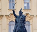 Closeup shot of a statue of Ban Josip Jelacic placed in Ban Josip Jelacic Square, Zagreb, Croatia