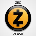 Zcash Coin cryptocurrency blockchain icon. Virtual electronic, internet money or cryptocoin symbol, logo